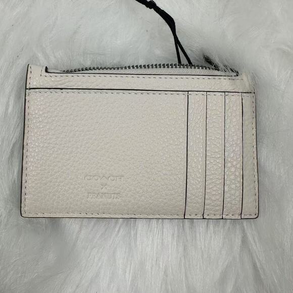 Coach X Peanuts Zip Card Case In Leather/Gunmetal/Chalk Multi CBM79 NWT - Picture 3 of 4